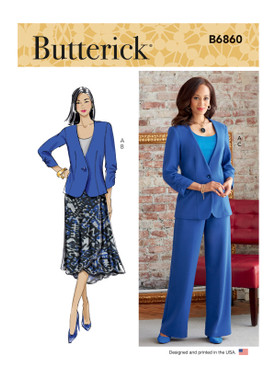 Butterick B6860 | Misses' and Women's Jacket, Skirt and Pants | Front of Envelope