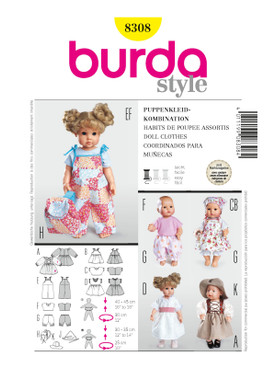 Burda Style BUR8308 | Doll Clothes | Front of Envelope