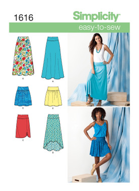 Simplicity S1616 | Misses' Knit or Woven Skirts | Front of Envelope