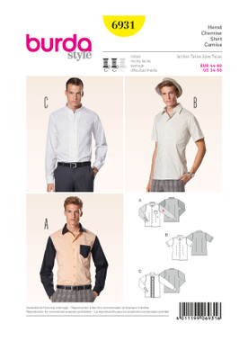 Burda Style BUR6931 | Men's Shirts | Front of Envelope