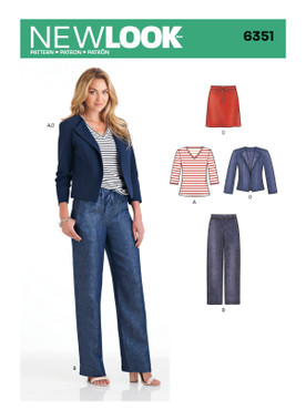 New Look N6351 | Misses' Jacket, Pants, Skirt and Knit Top | Front of Envelope