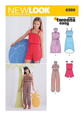 New Look N6389 | Girls' Easy Jumpsuit, Romper and Dresses | Front of Envelope