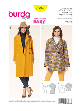 Burda Style BUR6736 | Misses' Jackets and Coats | Front of Envelope