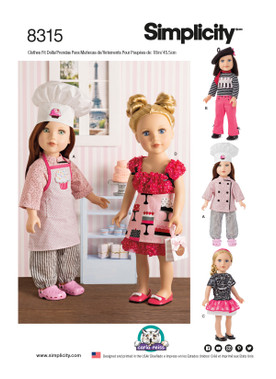 Simplicity S8315 | 18" Chef Doll Clothes | Front of Envelope