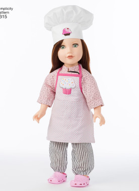 Simplicity S8315 | 18" Chef Doll Clothes