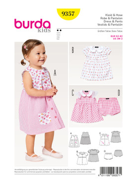 Burda Style BUR9357 | Baby Collar Dress and Panties | Front of Envelope