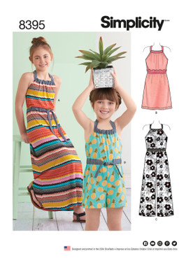 Simplicity S8395 | Child's & Girls' Halter Dress or Romper in Two Lengths | Front of Envelope