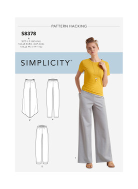 Simplicity S8378 | Misses' Knit Pants with Two Leg Widths and Options for Design Hacking | Front of Envelope