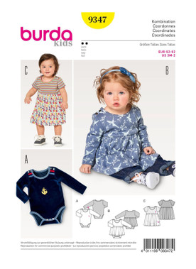 Burda Style BUR9347 | Babies' Dress and Bodysuit | Front of Envelope