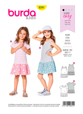 Burda Style BUR9341 | Child's Summer Jersey Dresses | Front of Envelope
