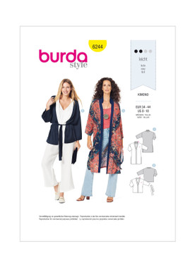 Burda Style BUR6244 | Misses' Kimono-Style Coat or Jacket | Front of Envelope