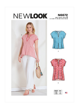 New Look N6672 | Misses' Pull-Over Top or Tunic with Pleat & Trim Detail | Front of Envelope