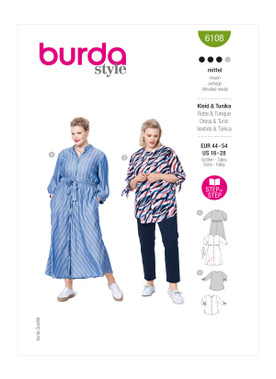 Burda Style BUR6108 | Women's Dress & Tunic | Front of Envelope