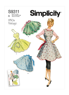 Simplicity S9311 | Misses' Vintage Aprons | Front of Envelope