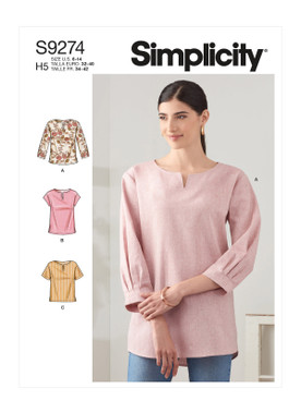 Simplicity S9274 | Misses' Tops In Two Lengths | Front of Envelope