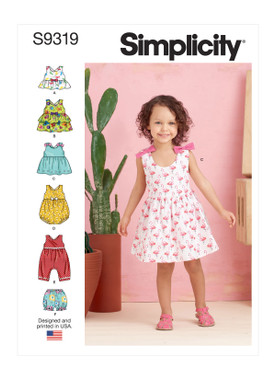 Simplicity S9319 | Toddlers' Criss-Cross Top, Dresses, Rompers and Panties | Front of Envelope