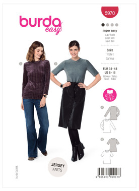 Burda Style BUR5970 | Misses' Slim Fit Top with Neckband | Front of Envelope