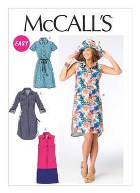 McCall's M6885 (Digital) | Misses' Shirtdresses and Sun Hat | Front of Envelope