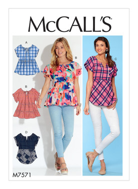 McCall's M7571 (Digital) | Misses' Split-Neck Tops with Sleeve and Hem Options | Front of Envelope