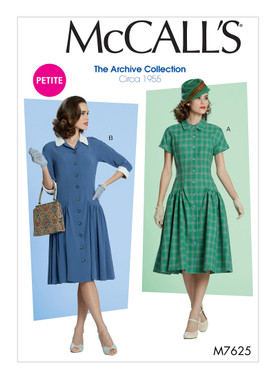 McCall's M7625 (Digital) | Misses'/Miss Petite Low-Waist, Fit and Flare Dresses | Front of Envelope