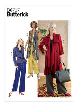 Butterick B6717 (Digital) | Misses' Jacket, Sash, Coat, Vest, & Pants | Front of Envelope