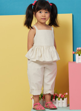 Butterick B6936 (PDF) | Toddlers' Overalls and Dress