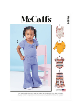 McCall's M8394 (PDF) | Toddlers' Knit Bodysuits and Pants | Front of Envelope