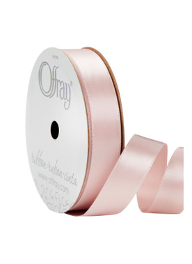 Offray Double Face Satin Ribbon Pink Blush, 5/8" x 21ft