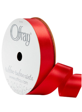 Offray Single Face Satin Ribbon Red, 5/8" x 21ft