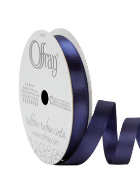 Offray Single Face Satin Ribbon Navy, 3/8" x 21ft