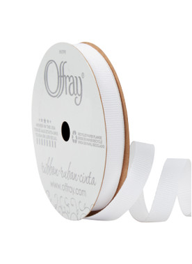 Offray Grosgrain Ribbon White, 3/8" x 21ft