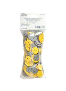 My Favorite Colors Gray and Yellow Assorted Buttons, 3 Packages