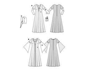 Burda Style Sewing Pattern Dress & Bonnet Middle Ages