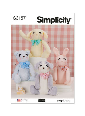 Simplicity Sewing Pattern Seated Plush Animals by Elaine Heigl Designs