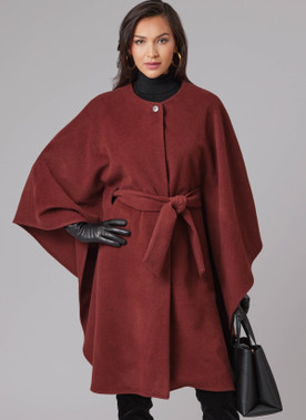 McCall's Sewing Pattern Misses' Cape in Two Lengths and Tie Belt