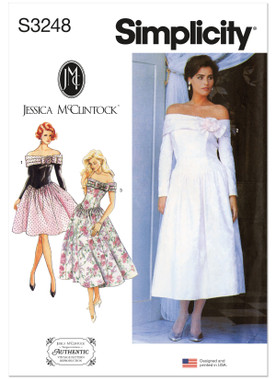 Simplicity Sewing Pattern 1990s Misses' and Miss Petite Dress in Two Lengths by Jessica McClintock