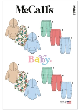 McCall's Sewing Pattern Babies' Hooded Romper and Pants