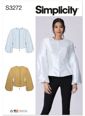 Simplicity Sewing Pattern Misses' & Women's Princess Seam Balloon Sleeve Top with Petite Lines