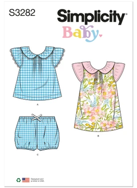 Simplicity Sewing Pattern Babies' Dress, Top & Bloomers Set