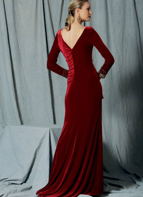Vogue Patterns V1520 | Misses' Side-Gathered, Long Sleeve Dress with Beaded Trim