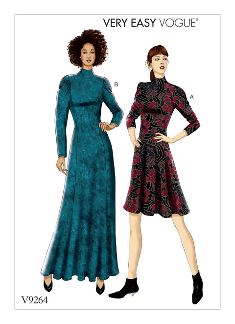 Vogue Patterns V9264 | Misses'/Misses' Petite Knit, Fit-And-Flare Dresses | Front of Envelope