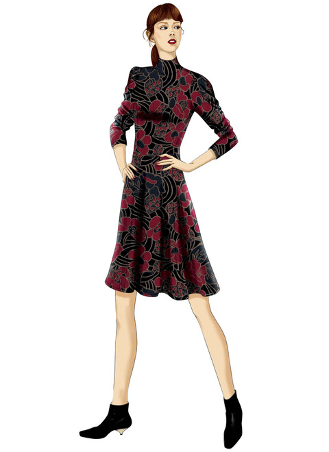 Vogue Patterns V9264 | Misses'/Misses' Petite Knit, Fit-And-Flare Dresses