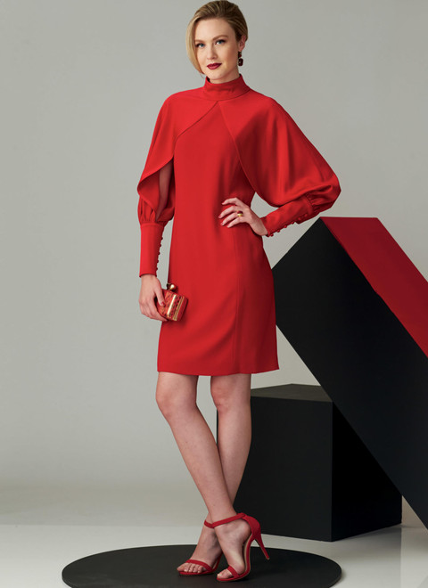 Vogue Patterns V1565 | Misses' High Neck Dress with Full Sleeves