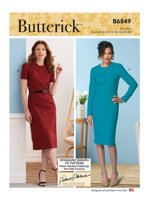 Butterick B6849 (Digital) | Misses' Fit Pattern Dresses & Optional Collar | Front of Envelope