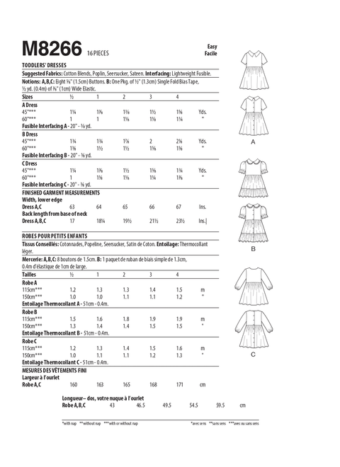 McCall's M8266 | Toddlers' Dresses | Back of Envelope