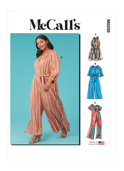 McCall's M8288 | Misses' and Women's Romper, Jumpsuits and Sash | Front of Envelope