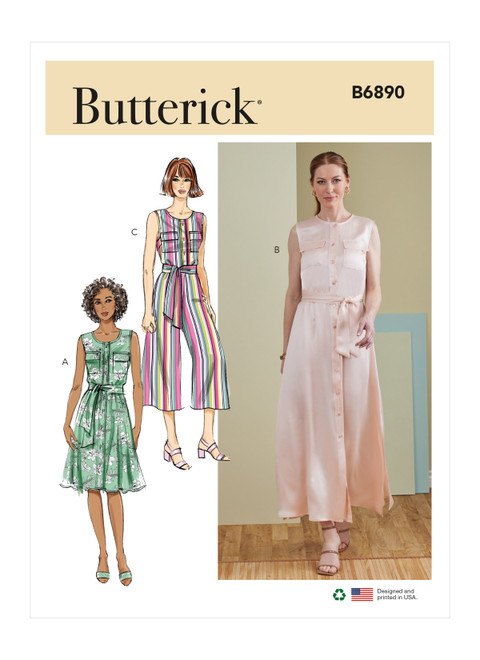 Butterick B6890 | Misses' Dress, Jumpsuit and Sash | Front of Envelope