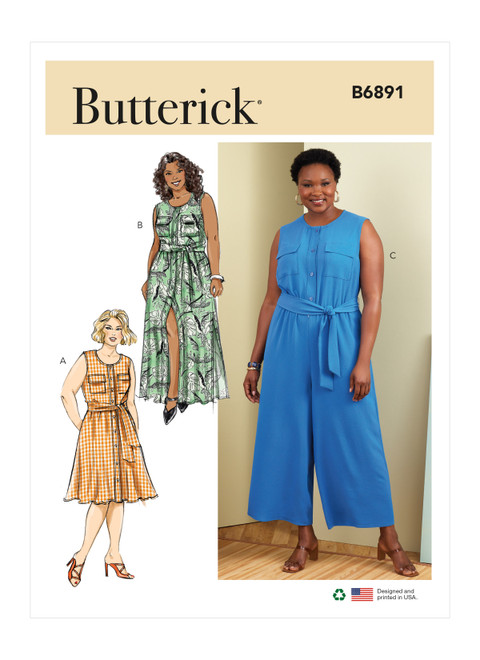 Butterick B6891 (Digital) | Women's Dress, Jumpsuit and Sash | Front of Envelope