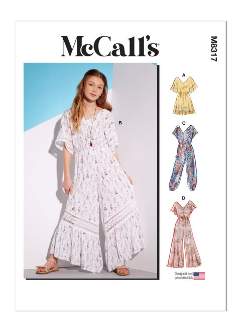 McCall's M8317 | Girls' Romper and Jumpsuits | Front of Envelope