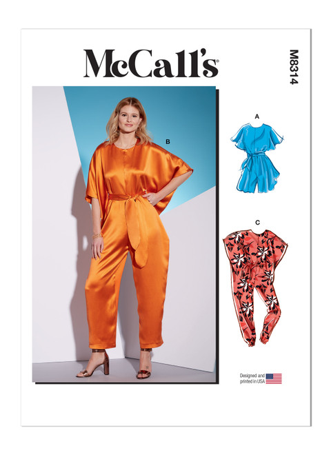 McCall's M8314 | Misses' Romper, Jumpsuits and Sash | Front of Envelope